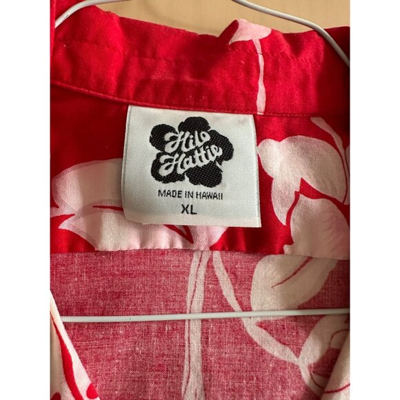 Hilo Hattie Shirt Mens XL Red Hawaiian Aloha Floral Beach Resort Vacation Tropi - Picture 6 of 6